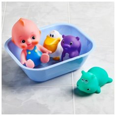 Набор игрушек для игры в ванне «Пупс в ванне» +3 игрушки, цвет микс