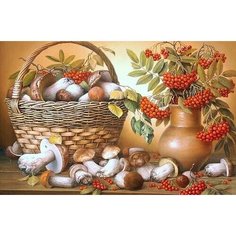 Алмазная мозаика Грибы, Натюрморт, 9D 50х40, полная выкладка Noname