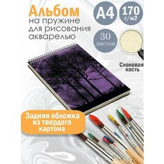 Альбом планшет для рисования акварелью арт Лиловый пейзаж Альбомы