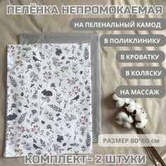 Непромокаемая двусторонняя пеленка ILANTO Kids из ранфорса 60 x 80 см