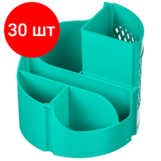 Комплект 30 штук, Подставка-органайзер д/канц. мелочей Attache office 6отд вращающаяся бирюз