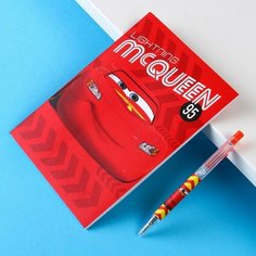 Канцелярский набор, блокнот А6, ручка, наклейки, Тачки Disney