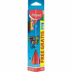 Карандаши цветные 12 цветов Maped ColorPeps (L=175мм, D=7мм, d=2.9мм, 3гр) + точилка, картонная 3D-упаковка (183213), 12 уп.
