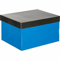 Короб архивный Attache (335х245х185мм, микрогофрокартон, с крышкой) синий/черный