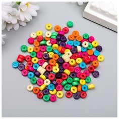 Бусины для творчества дерево "Плоские круглые разноцветные" набор 20 гр 0,6х0,3 см Арт Узор