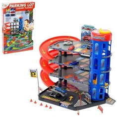 Парковка "Мега паркинг", 6 металлических машин + коврик Нет бренда