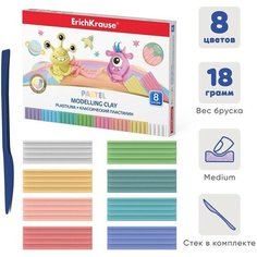 Пластилин 8 цветов 144г ErichKrause Cosmic Monsters Pastel, со стеком