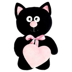 Мягкая игрушка Котик с сердцем, цвет чёрный, 30 см Нет бренда