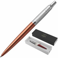 Ручка шариковая PARKER "Jotter Core Chelsea Orange CT", корпус оранжевый, детали хром, синяя, 1953189