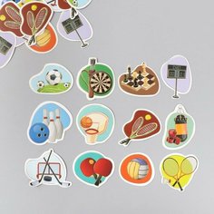 Наклейки для творчества "Спортивные увлечения" тиснение серебро набор 48 шт 9х7х0,8 см Арт Узор