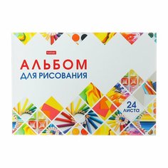 Альбом для рисования А4, 24 листа на скрепке "Мозаика", обложка мелованный картон, блок офсет 100г/м2 Россия