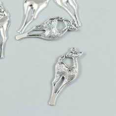Декор для творчества металл "Изящная косуля" набор 6 шт серебро 1,8х4,8 см Made in China