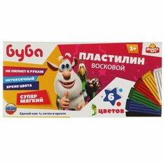 Пластилин восковой "Буба"6 цв (90 г) Miki Market
