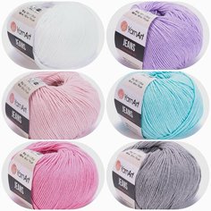 Пряжа YarnArt Jeans Ярнарт джинс Набор для вязания 10 (18, 36, 46, 62, 76, 89) 6 мотков 50 г/160 м (45% акрил 55 хлопок)