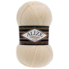 Пряжа Alize Superlana klasik (Суперлана Классик) - 2 шт Цвет: 01 кремовый 25% шерсть, 75% акрил 100г 280м