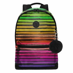 Рюкзак школьный подростковый женский для девочки, молодежный, для средней и старшей школы, GRIZZLY (радужные полосы)