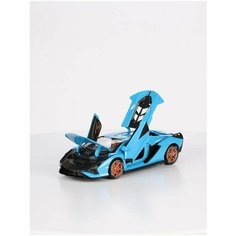 Коллекционная машинка игрушка металлическая Ламборджини Lamborghini для мальчиков масштабная модель 1:24 голубой Нет бренда