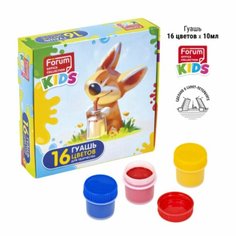 Гуашь 16 цветов х 10 мл, KIDS "Зверята", в картонной коробке Top Market