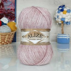 Пряжа ALIZE Angora Gold, св. сухая роза меланж - 664, 20% шерсть, 80% акрил, 5 мотков, 100 г, 550 м.