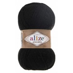 Пряжа Alize Alpaca Royal черный (60), 55%акрил/30%альпака/15%шерсть, 250м, 100г, 2шт