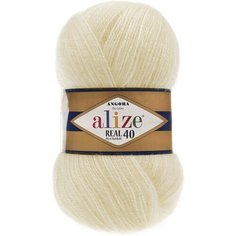 Пряжа Alize Angora Real 40 кремовый (1), 60%акрил/40%шерсть, 430м, 100г, 2шт