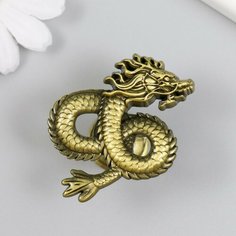 Ручка для шкатулки металл "Китайский дракон" состаренное золото 4,5х5 см Россия
