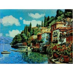 Алмазная мозаика "морской пейзаж Италии" 40x50см праванс квадратные стразы, город, архитектура, путешествие. Kakadu