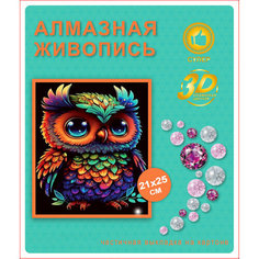 Алмазная мозаика для детей Сова 20х30 см на подрамнике Новый мир