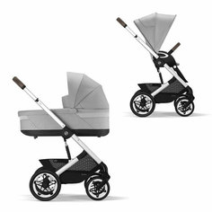 Cybex Talos S Lux Коляска 2 в 1 (2023), рама Silver, текстиль Lava Grey c накидкой и дождевиком