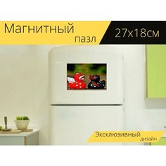 Магнитный пазл "Пищащие утки, дьявол, ангел" на холодильник 27 x 18 см. Lots Prints