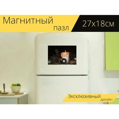 Магнитный пазл "Эрлен, горящая свеча, адвент" на холодильник 27 x 18 см. Lots Prints