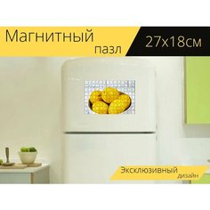 Магнитный пазл "Лимоны, фрукты, чаша" на холодильник 27 x 18 см. Lots Prints
