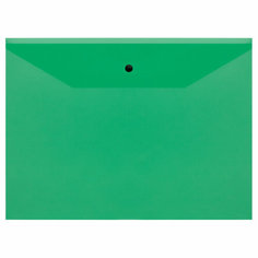 Папка-конверт на кнопке СТАММ А4, 120мкм, пластик, прозрачная, зеленая - 30 шт.