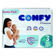 Подгузники CONFY Premium 4-9 кг (размер 3) JUMBO 70X4