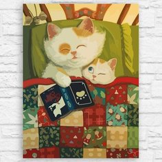 Картина по номерам на холсте новый год рождеством (котики, милота) - 12873 40х30 Бруталити