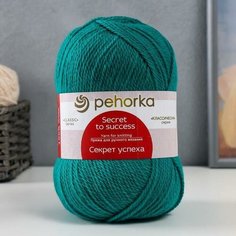 2шт, Пряжа "Секрет успеха" 100% шерсть 250м/100гр (335-Изумруд) Пехорка