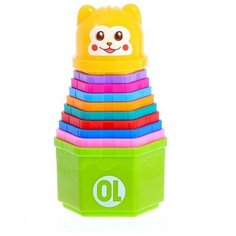 Развивающая игрушка "Пирамидка: Мишка", стаканчики с буквами и цифрами, 11 предметов Нет бренда