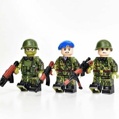 Фигурка коллекционная G Brick Design набор 3 шт, Советский Солдат в камуфляже Барвиха ВСР-93, для лего.