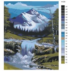 Картина по номерам W-220 "Пейзаж. Гора и горная река" 70x90 Brushes Paints