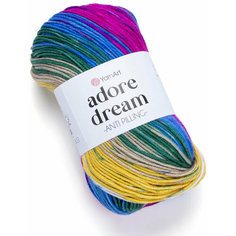 Пряжа Yarnart Adore dream белый-желтый-беж-фуксия-синий-зеленый (1057), 100%акрил, 280м, 100г, 1шт