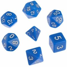 Набор кубиков для DnD (Dungeons and Dragons), синие, 7 шт. Marhas