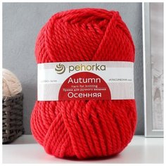 Пряжа "Осенняя" 25% шерсть, 75% ПАН 150м/200гр (88-Красный мак) Пехорский текстиль