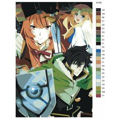 Картина по номерам W-305 "Аниме - восxождение героя щита. Фиро, Рафталия и Наофуми Иватани" 80x120 Brushes Paints