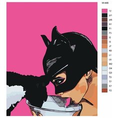 Картина по номерам W-446 "Женщина-кошка и кот пьют молоко" 80x100 Brushes Paints