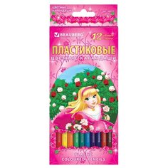 Карандаши цветные BRAUBERG "Rose Angel", 12 цветов, пластиковые, заточенные, картонная упаковка, 180577