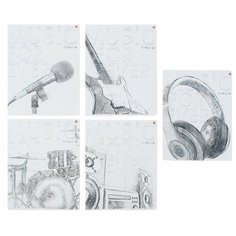 Тетради 48 листов "MUSIC. BLACK&WHITE". Набор 5 шт. Цена за 5 штук. Альт