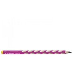 Stabilo Чернографитовый карандаш "EasyGraph" с насечками для левшей, розовый корпус, твёрдость HB