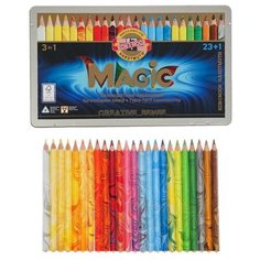 Карандаши 24 цвета Koh-I-Noor 3408 Magic + карандаш-блендер, в металлическом пенале