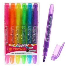 Набор маркеров-текстовыделителей 6 цветов, 5.0 мм, Crown F-500, ароматизированные, (микс цветов, 1шт)