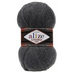 Пряжа Alize Lanagold Fine, 49 % шерсть, 51 % акрил, 100 г, 390 м, 5 шт., 182 средне-серый меланж